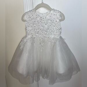 Baby Girl White Lace & Tulle Special Occasion Dress Size 80 (12–18M)